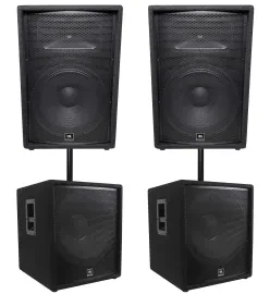 (2) JBL JRX215 1000w 15" 2-Way DJ P/A Speakers+(2) 18" 1400w Subwoofers Pro Subs
