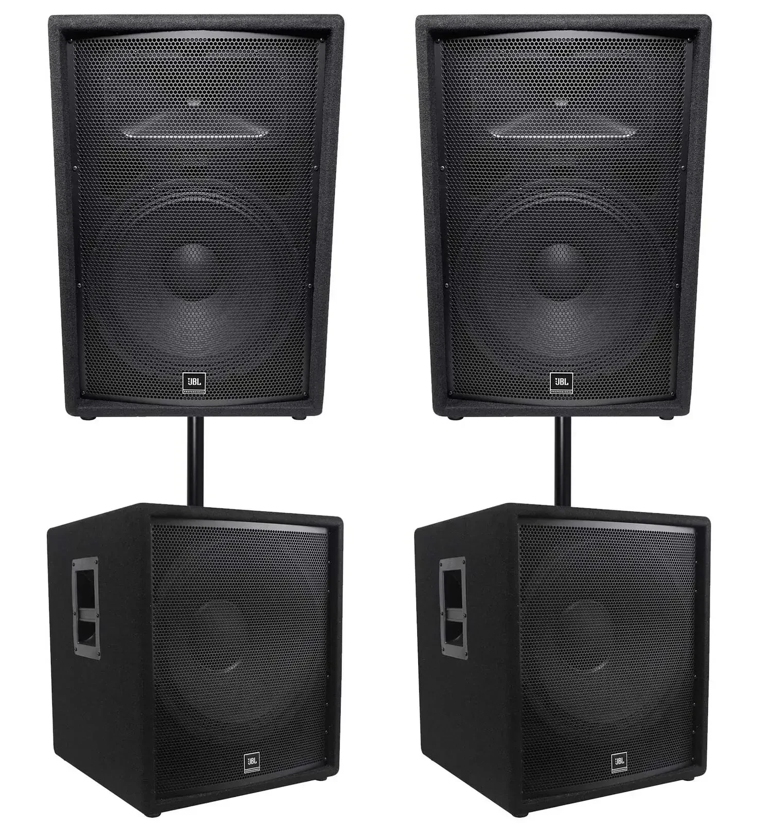 (2) JBL JRX215 1000w 15" 2-Way DJ P/A Speakers+(2) 18" 1400w Subwoofers Pro Subs