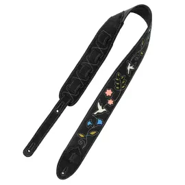Levy's M4HB Leather 2.5" Guitar Strap, Black Hummingbird