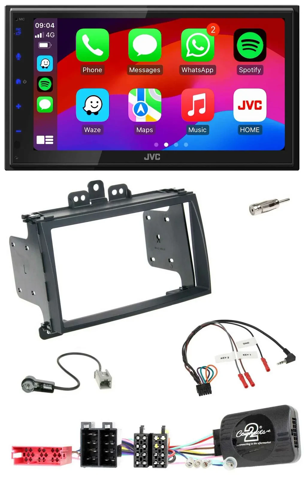 JVC Bluetooth 2DIN Lenkrad DAB USB Autoradio für Hyundai i20 09-12 schwarz