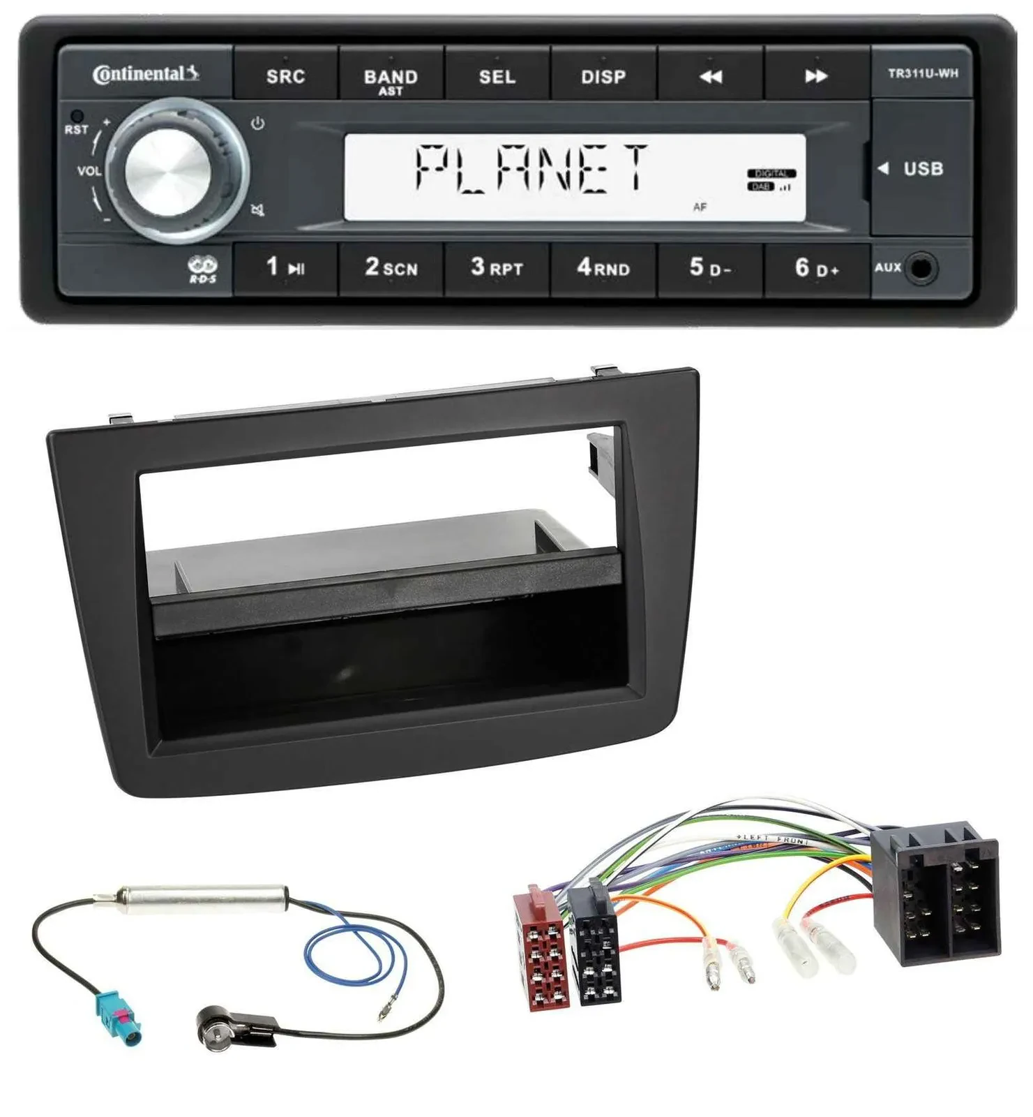 Continental USB MP3 AUX 1DIN Autoradio für Alfa Romeo Mito 955 08-14 ISO schwarz