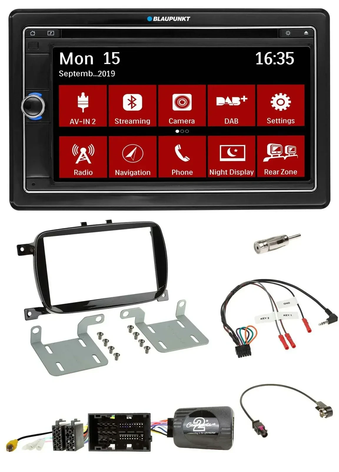 Blaupunkt TMC USB Lenkrad Bluetooth DAB 2DIN Navigation für 500 X ab 2016 Faceli