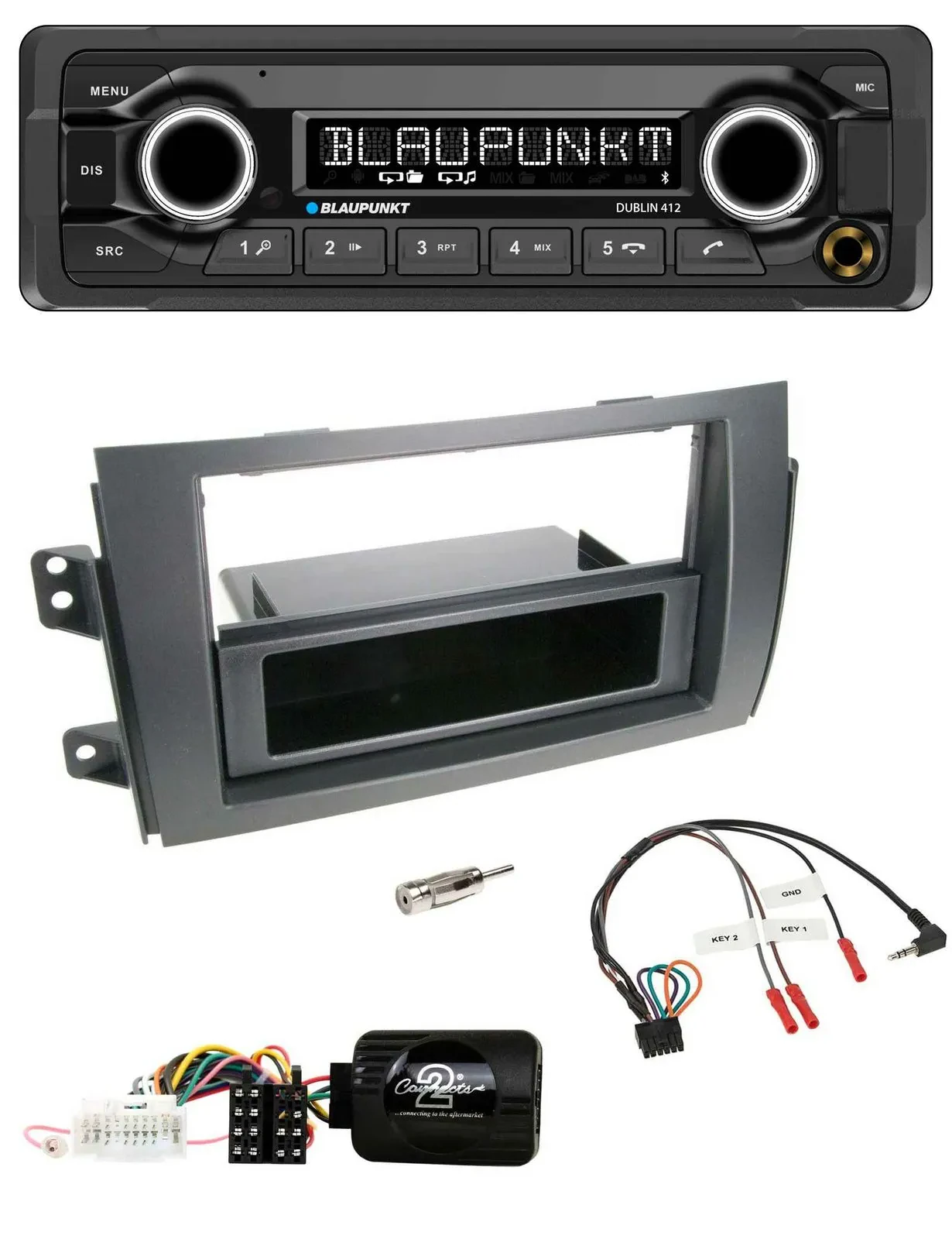 Blaupunkt MP3 Bluetooth USB Lenkrad Autoradio für Fiat Sedici Suzuki SX4
