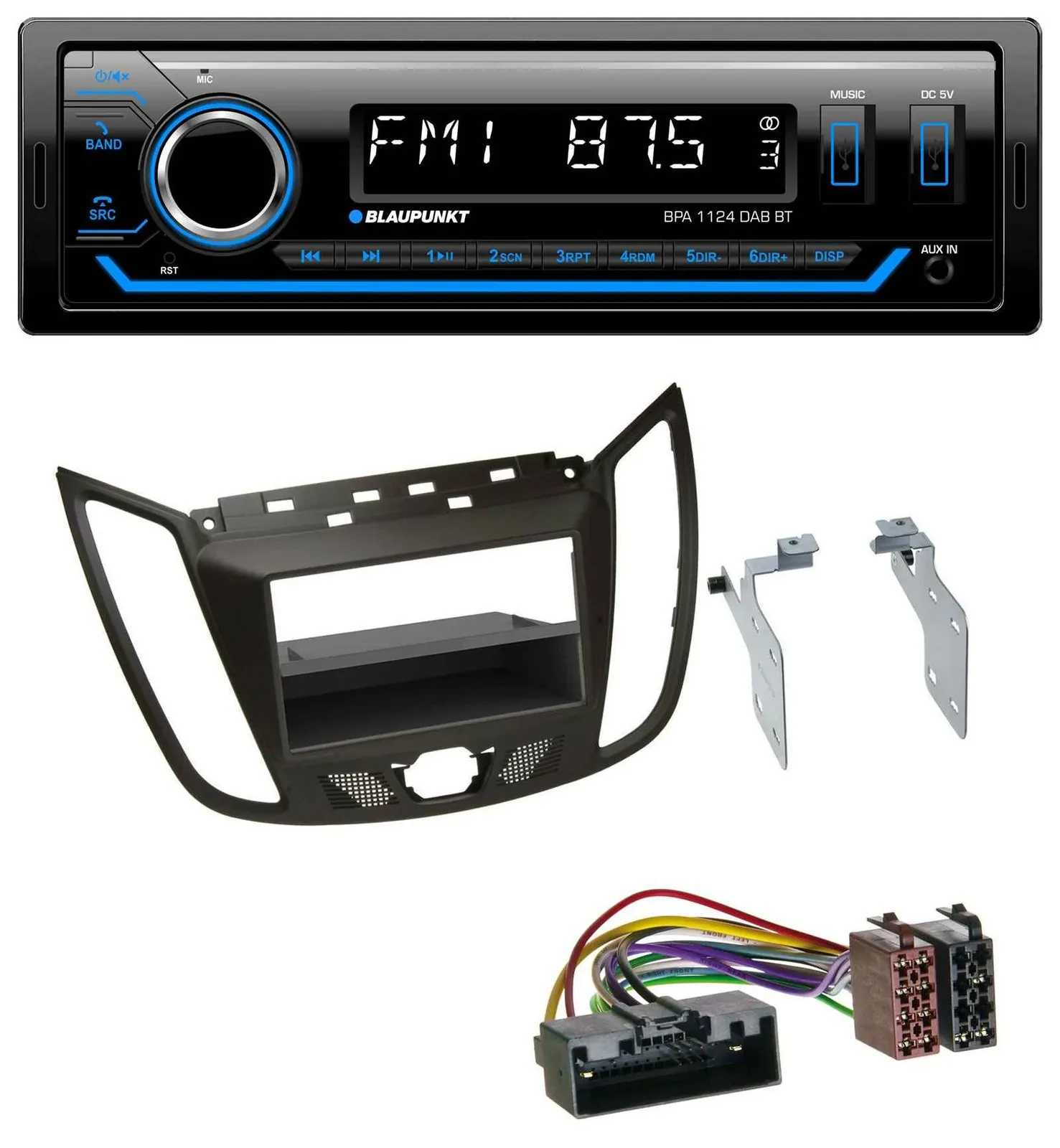 Автомагнитола для Ford C-Max / Kuga Blaupunkt Bluetooth, USB, DAB, MP3, темно-коричневый