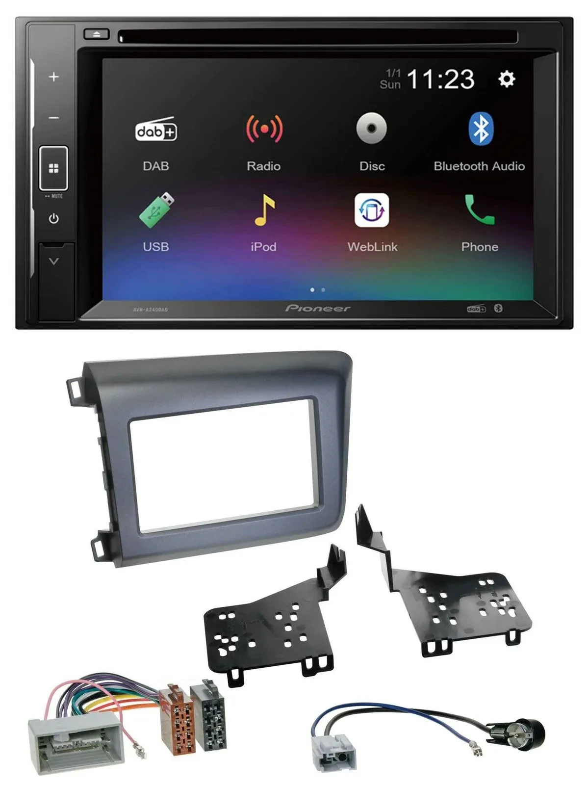 Pioneer Bluetooth MP3 USB 2DIN DAB DVD Autoradio für Honda Civic US Modelle 2012