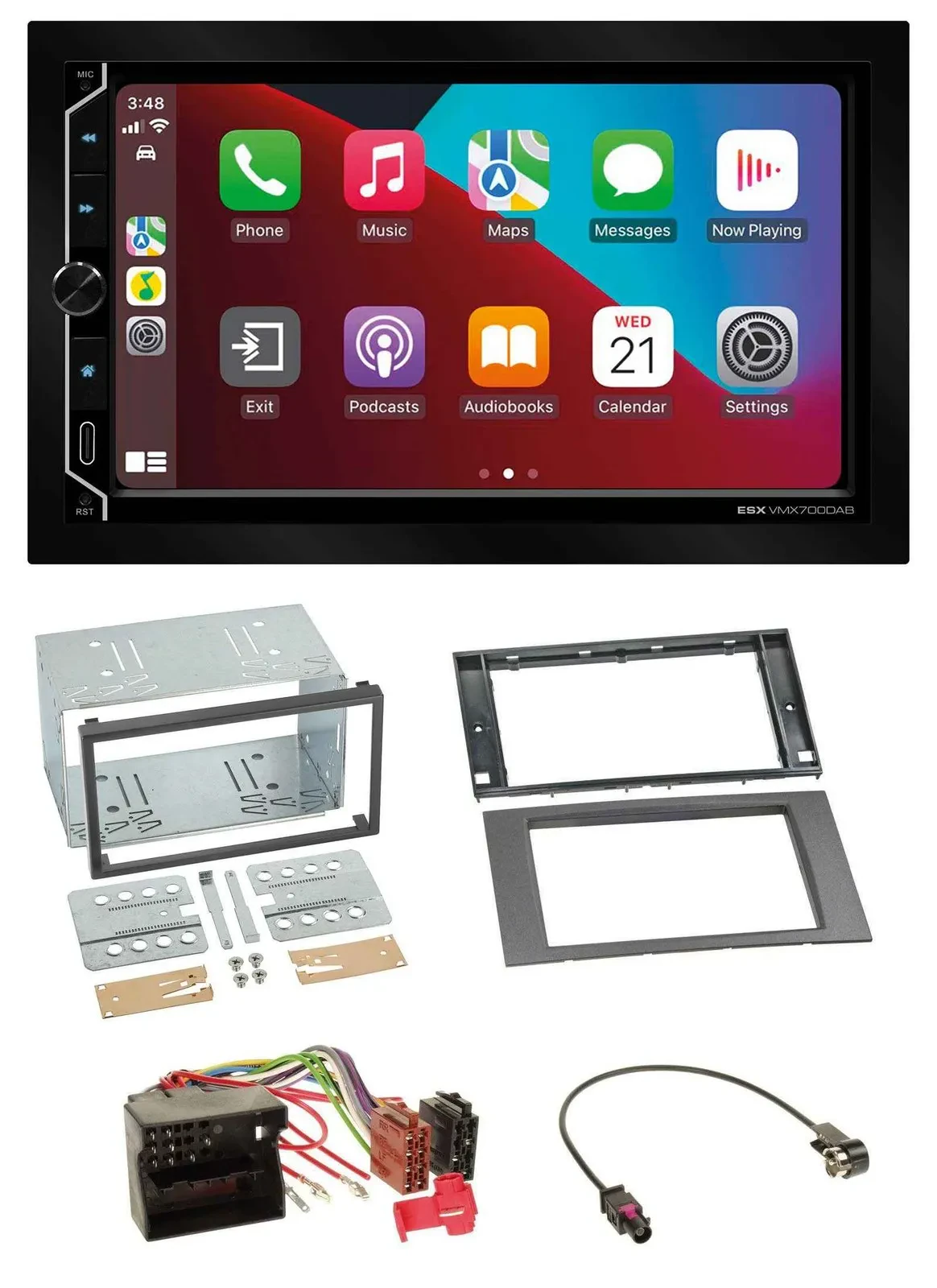 ESX 2DIN DAB USB MP3 Bluetooth Autoradio für Ford Fiesta Focus 04-08 anthrazit