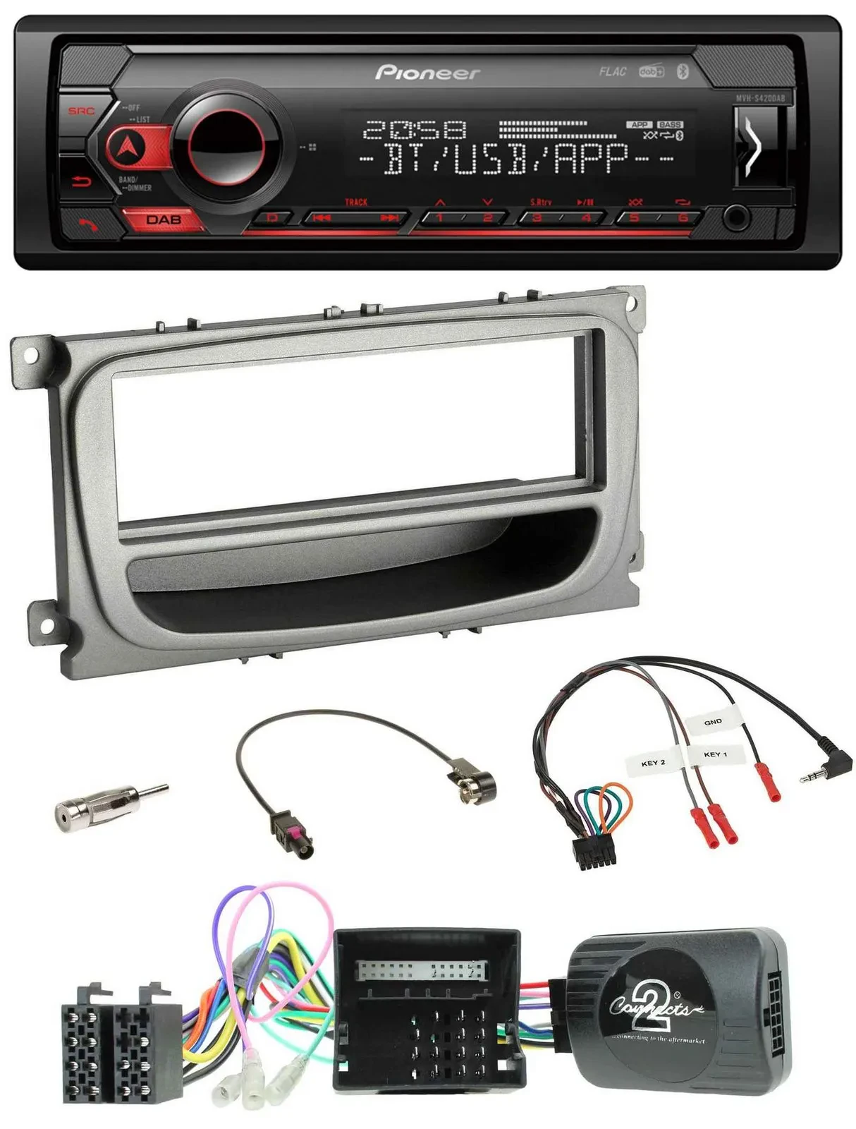 Pioneer Lenkrad USB DAB Bluetooth Autoradio für Ford S-Max Mondeo Can 07-14 Abla