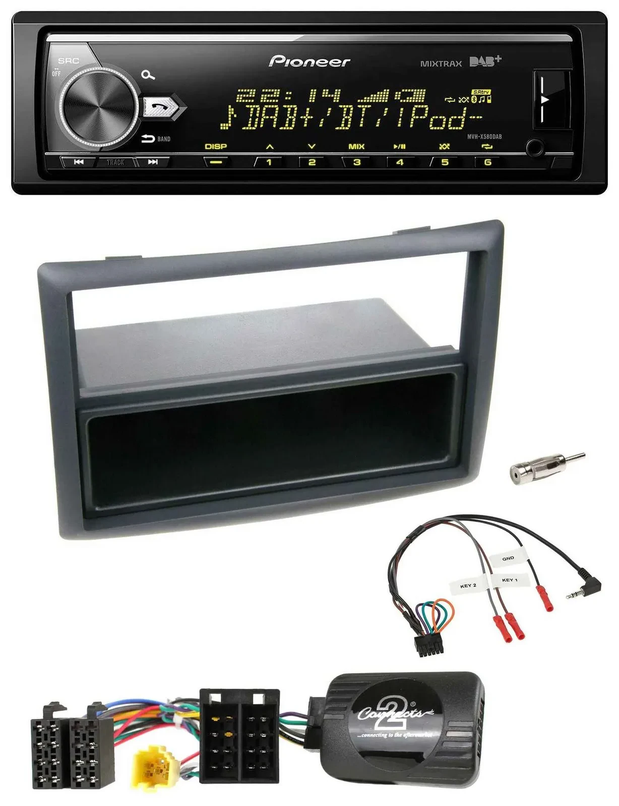 Автомагнитола Pioneer Bluetooth, USB, DAB, поддержка управления на руле, для Renault Megane 2007–2008, черный