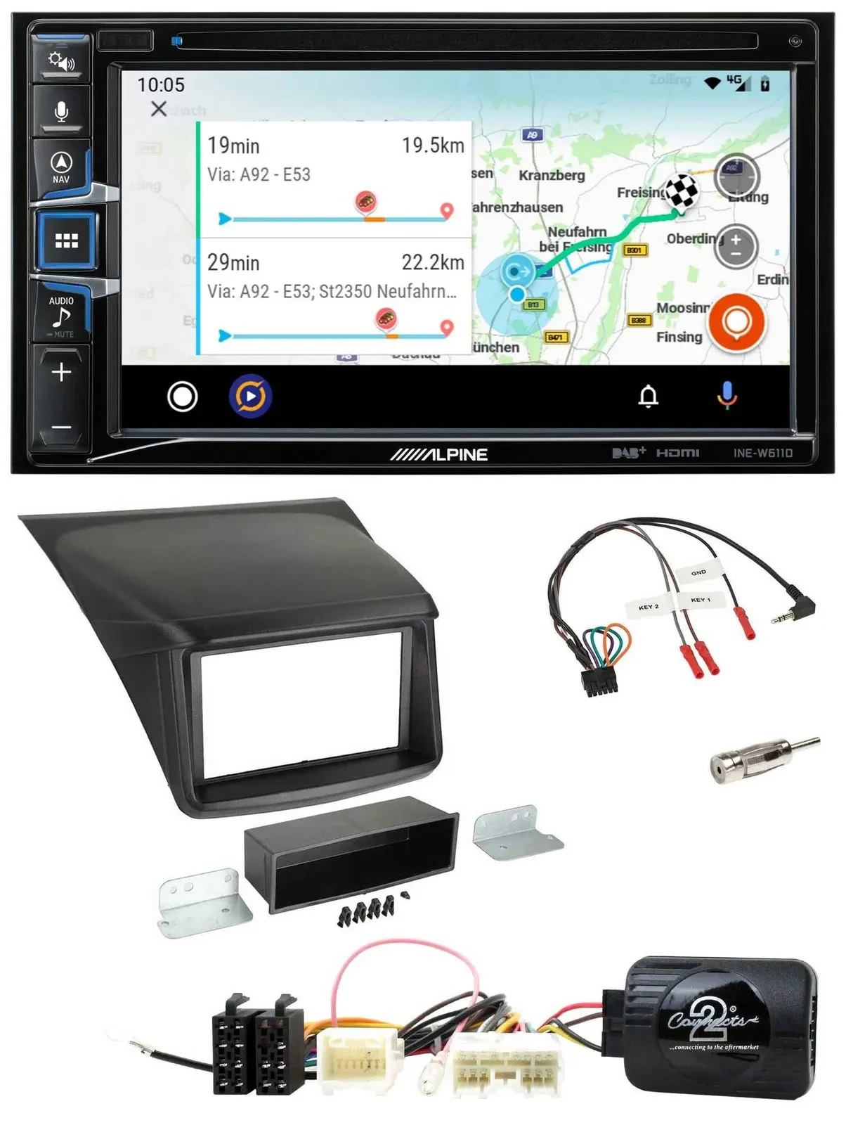 Alpine Bluetooth TMC USB DAB 2DIN Lenkrad Navigation für Mitsubishi L200 2010-20