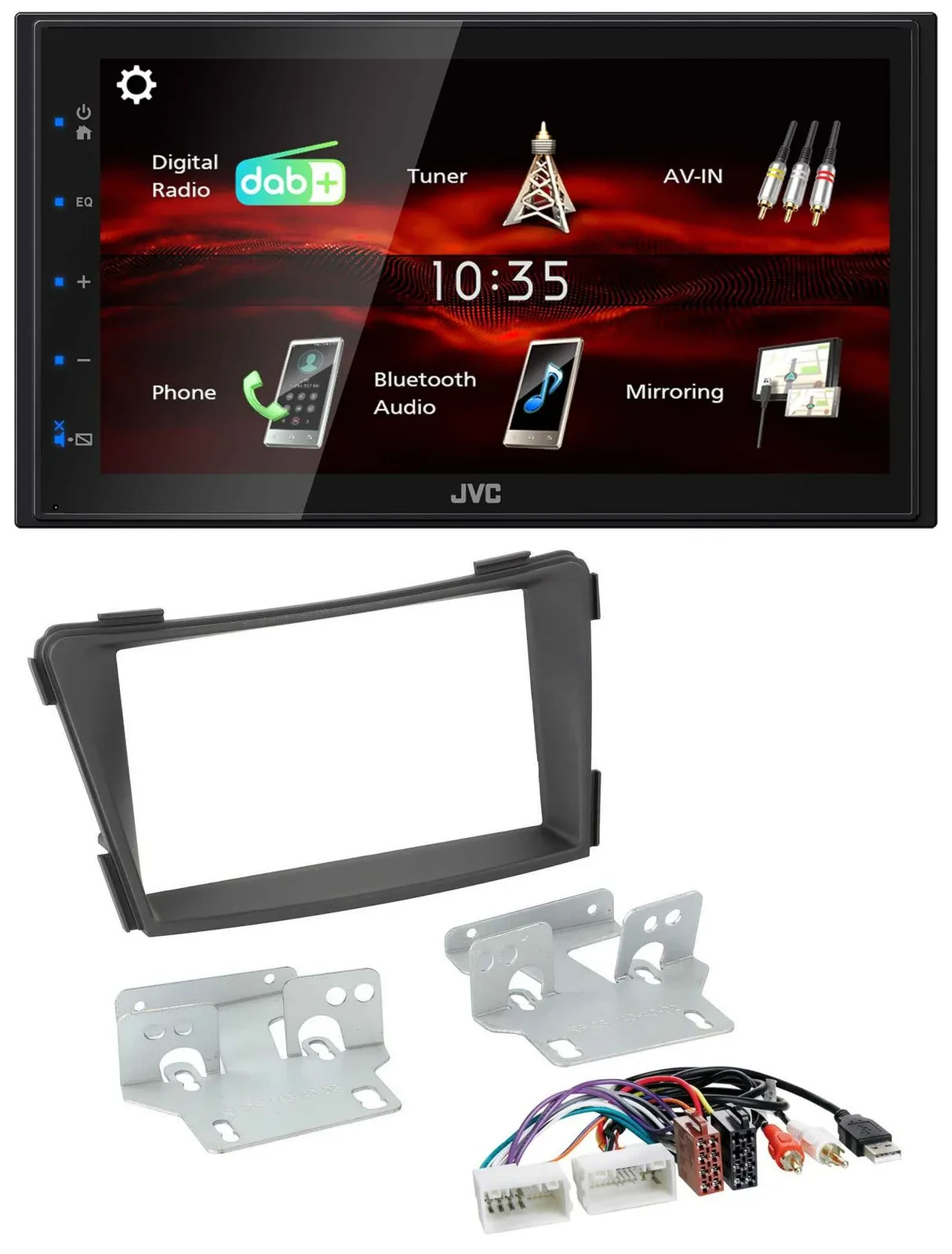 JVC USB Bluetooth MP3 DAB 2DIN Autoradio für Hyundai i40 ab 2011 VF schwarz AUX