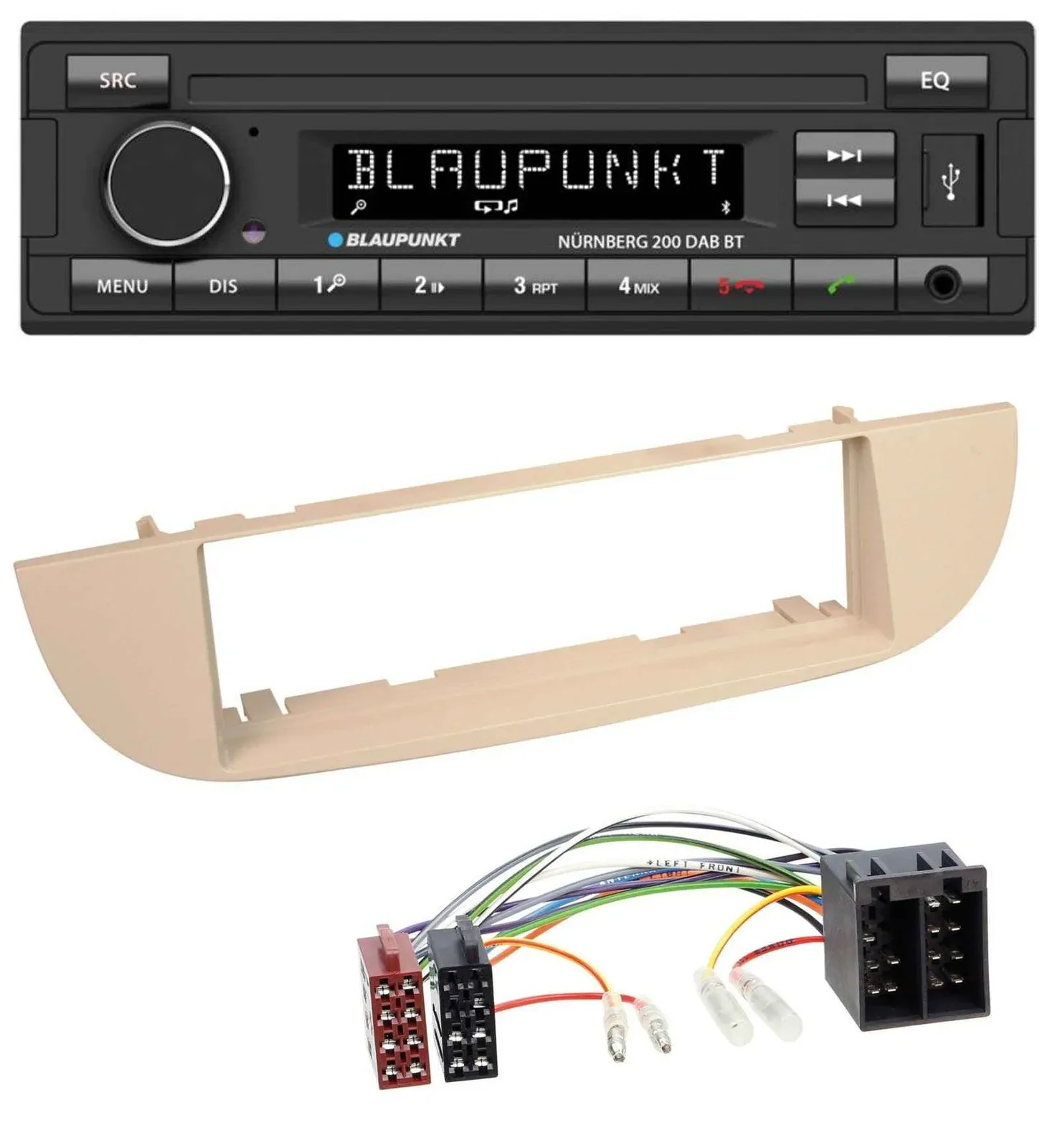 Blaupunkt USB DAB MP3 Bluetooth Autoradio für Fiat 500 ab 2007 perlgrau beige