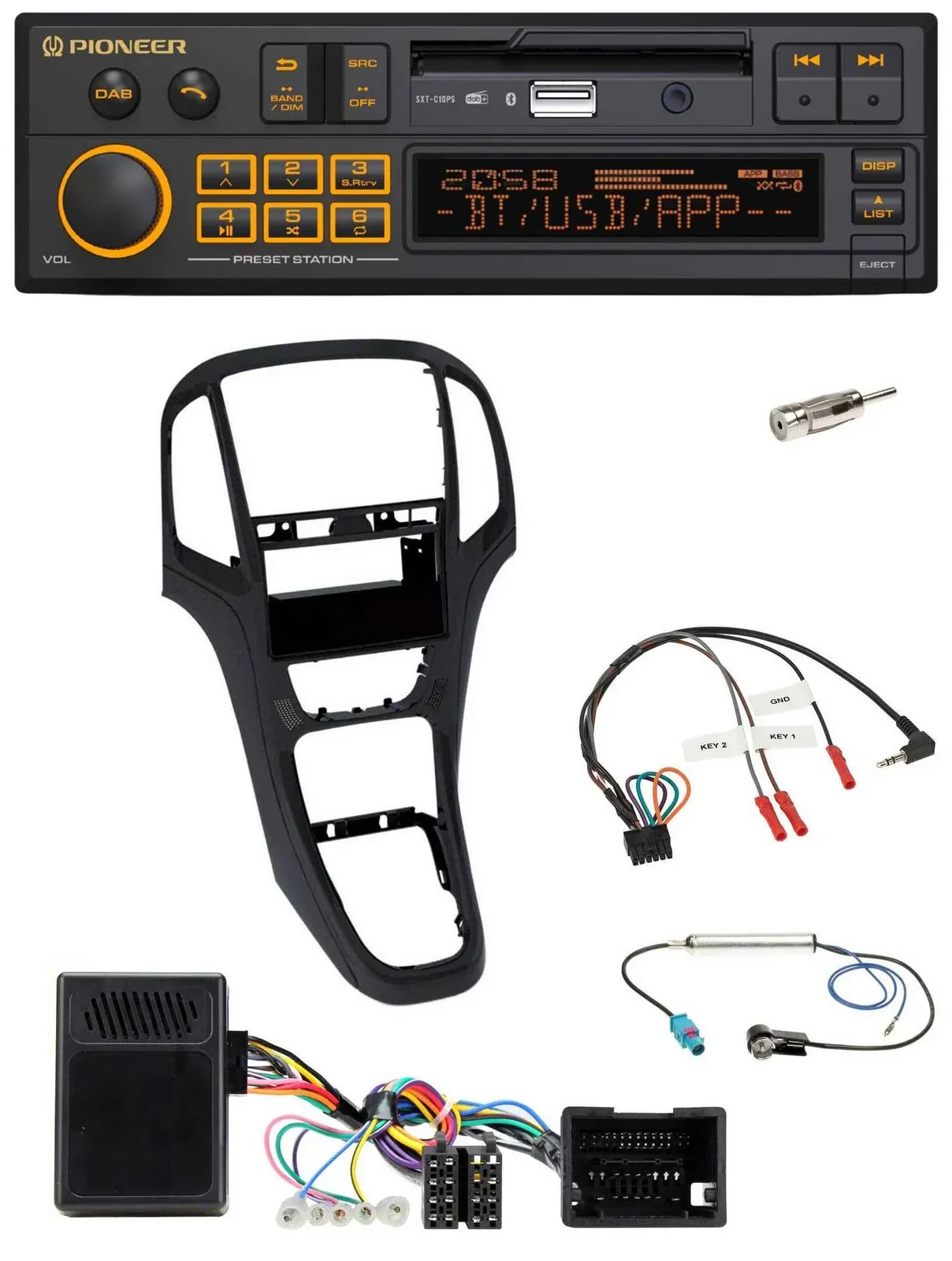 Pioneer DAB Lenkrad USB Bluetooth Autoradio für Opel Astra J 2009-2016 Perl schw