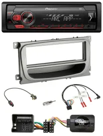 Автомагнитола Pioneer 1-DIN, DAB, USB, поддержка управления с руля, для Ford C-Max/Focus/Galaxy (с 2007), серебристая