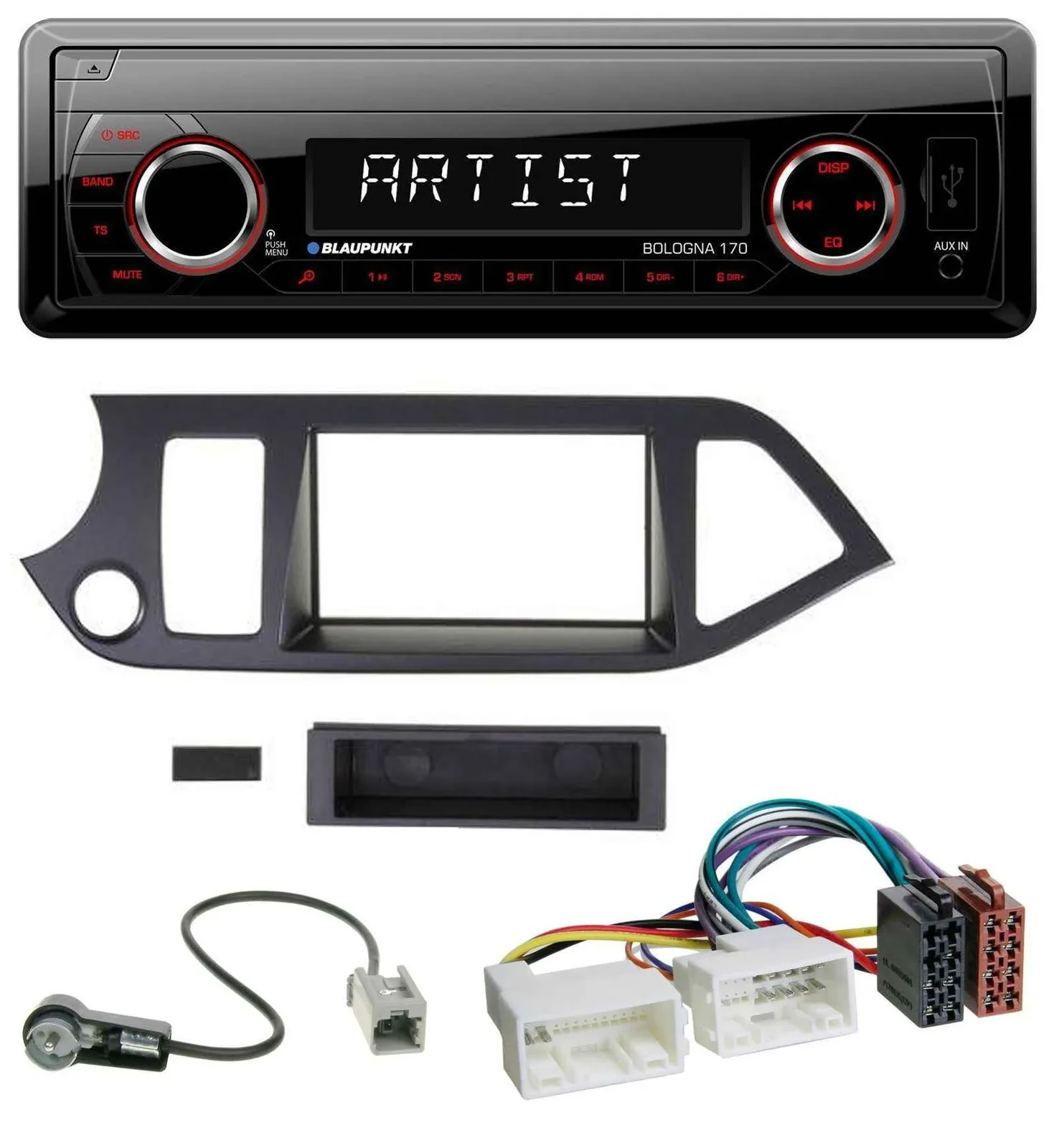 Автомагнитола Blaupunkt 1-DIN, USB/SD, MP3, AUX для Kia Picanto (с 2011), совместима с Start-Stop