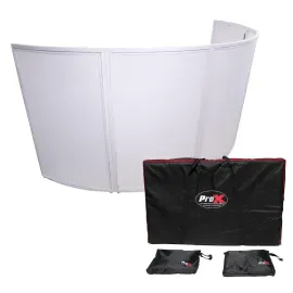 ProX XF-LUNA-WH 5 Panel Curved DJ Facade Booth White Frame w Carry Bag idjnow