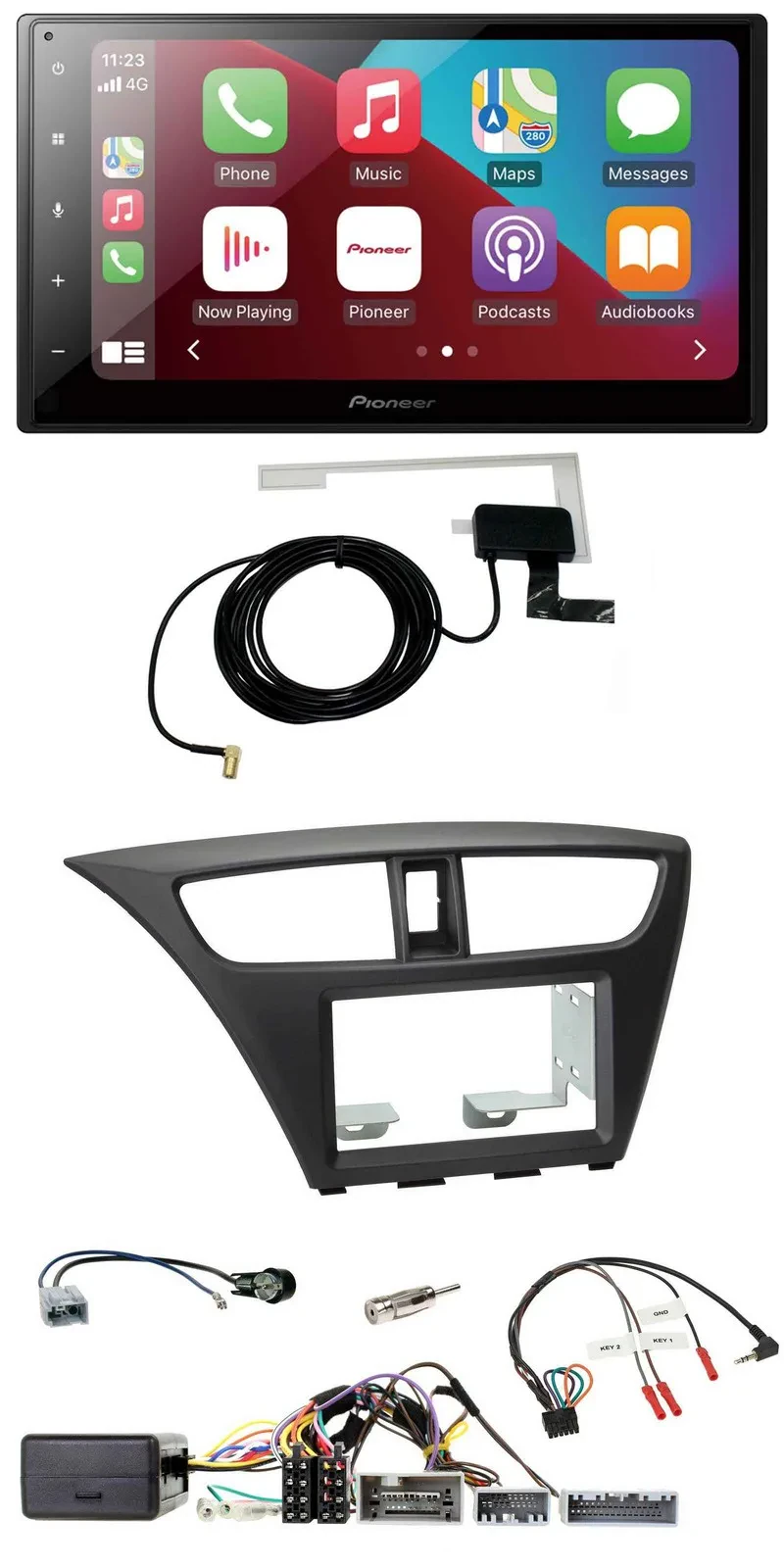 Автомагнитола Pioneer 2-DIN, USB, Bluetooth, DAB, для Honda Civic (с 2012), черный