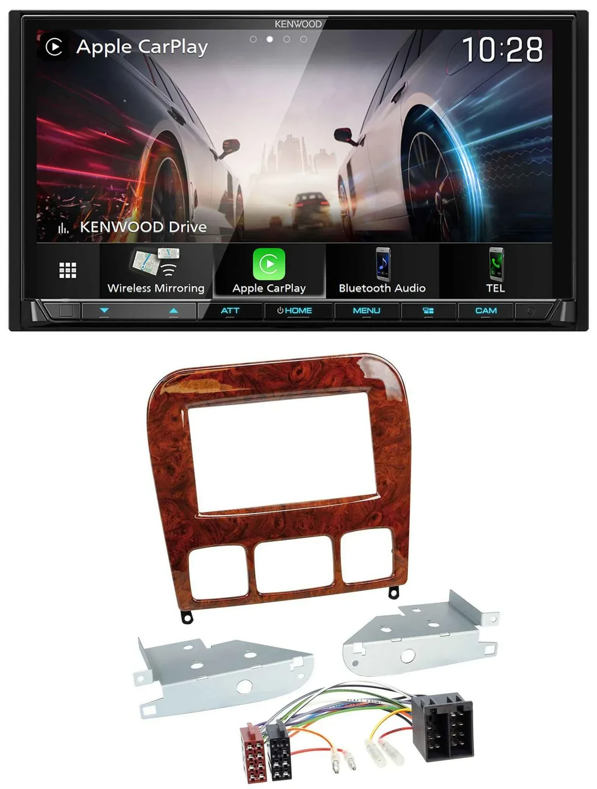 Kenwood MP3 2DIN USB DAB Bluetooth Autoradio für Mercedes S-Klasse 98-05 Holzopt