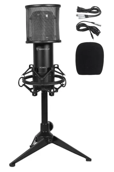 Rockville RCM01 Studio Recording Condenser Microphone Mic+Shock Mount+Desk Stand