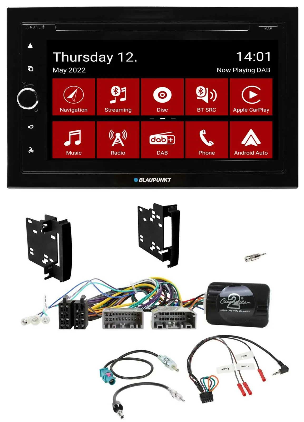 Blaupunkt 2DIN Lenkrad Bluetooth USB TMC DAB Navigation für Chrysler Dodge Jeep