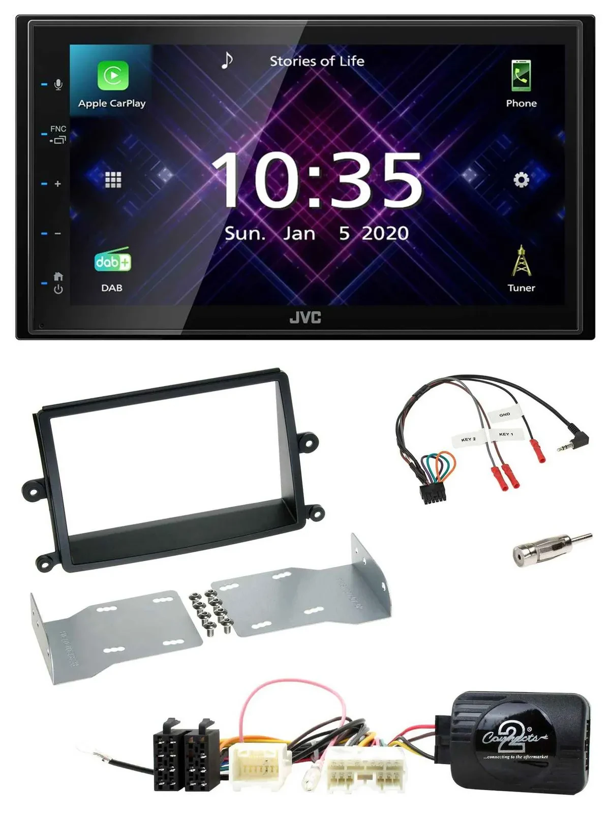 JVC DAB 2DIN Lenkrad Bluetooth USB Autoradio für Mitsubishi L200 06-15