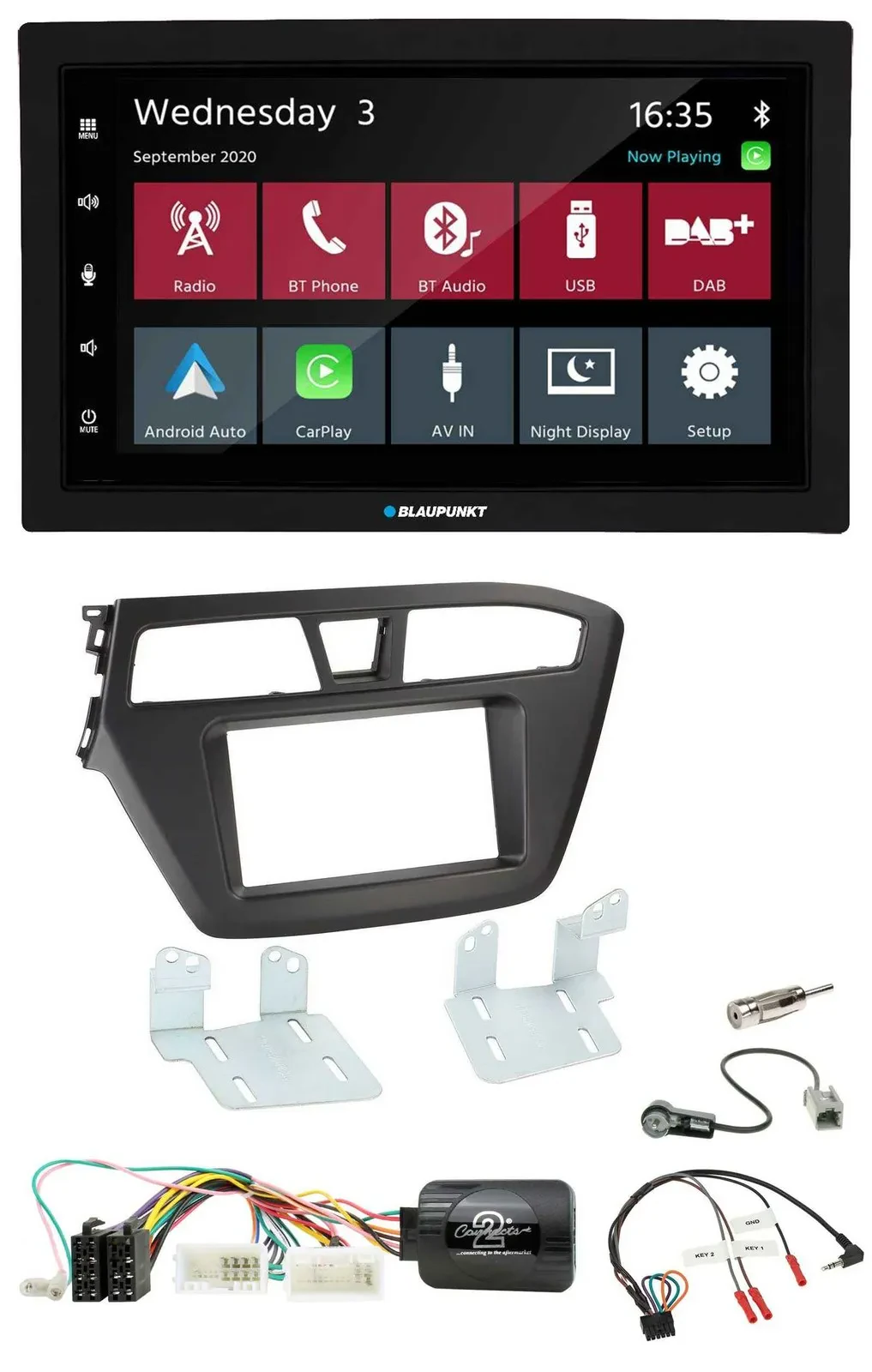 Blaupunkt 2DIN Lenkrad USB Bluetooth DAB Autoradio für Hyundai i20 ab 2015 ohne