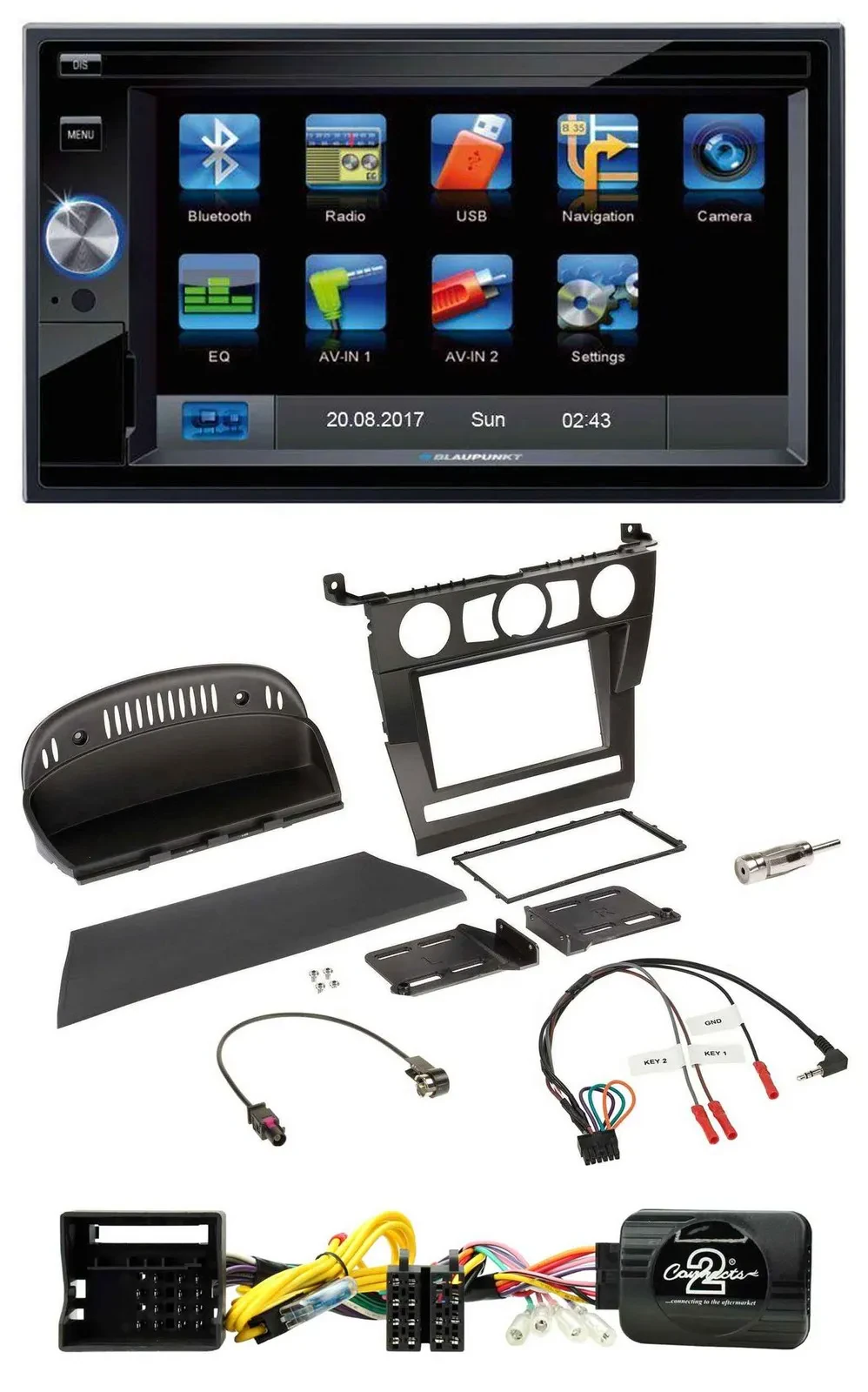 Blaupunkt 2DIN Bluetooth TMC USB Lenkrad SD Navigation für BMW 5er E60 2004-2007