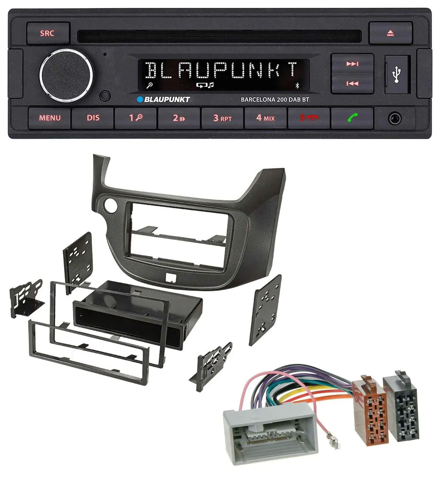 Blaupunkt USB DAB CD Bluetooth MP3 Autoradio für Honda Jazz (ab 2009) dunkelgrau