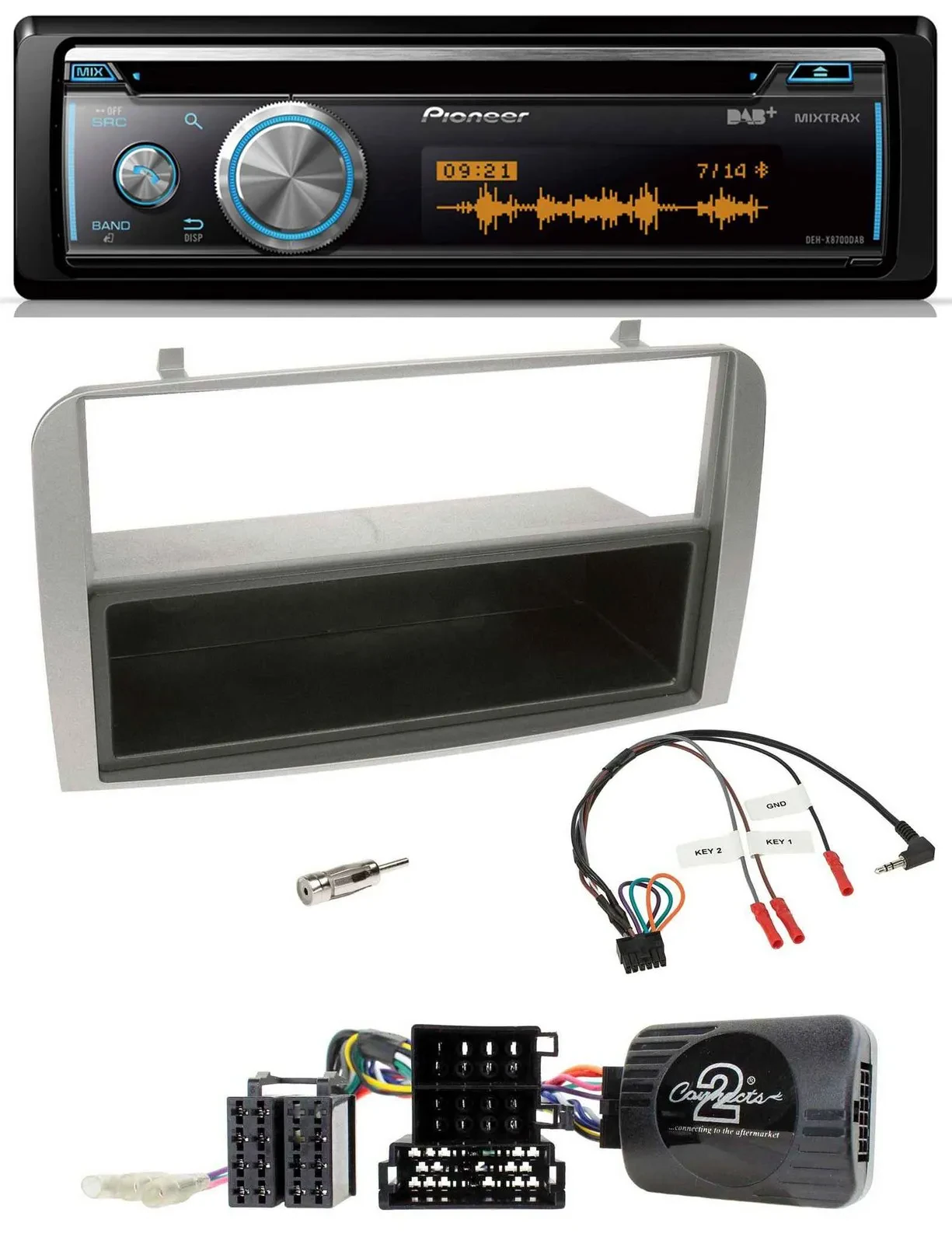 Автомагнитола Pioneer DAB USB CD Bluetooth, серебристая, для Alfa Romeo GT/147 2007–2010