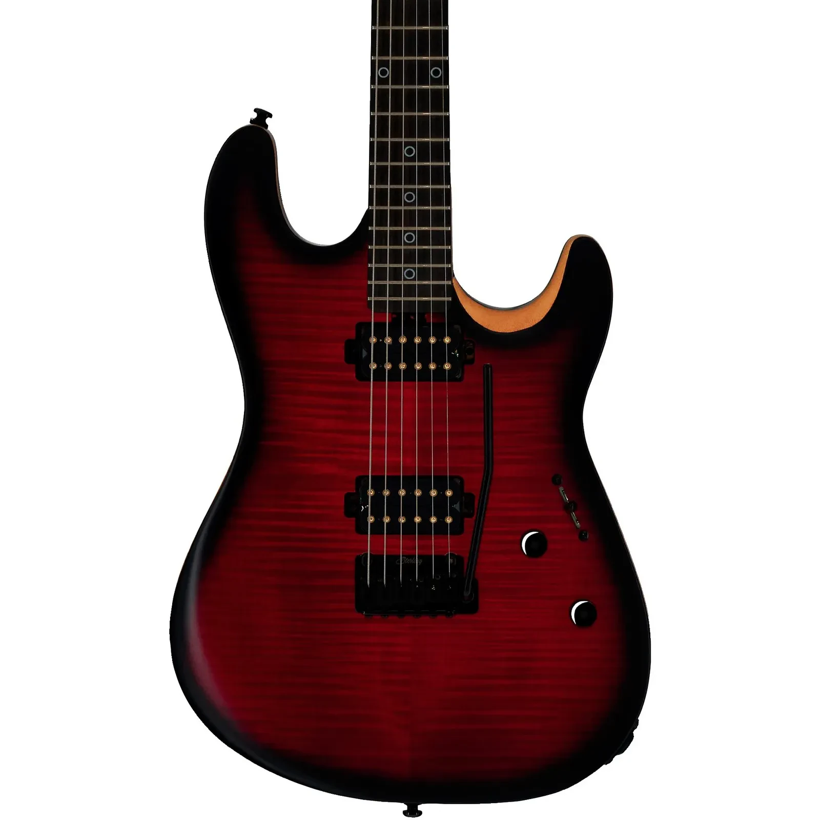 Sterling Sabre Rabea Massaad Signature Electric Guitar, Ebony, Blood Flame Burst