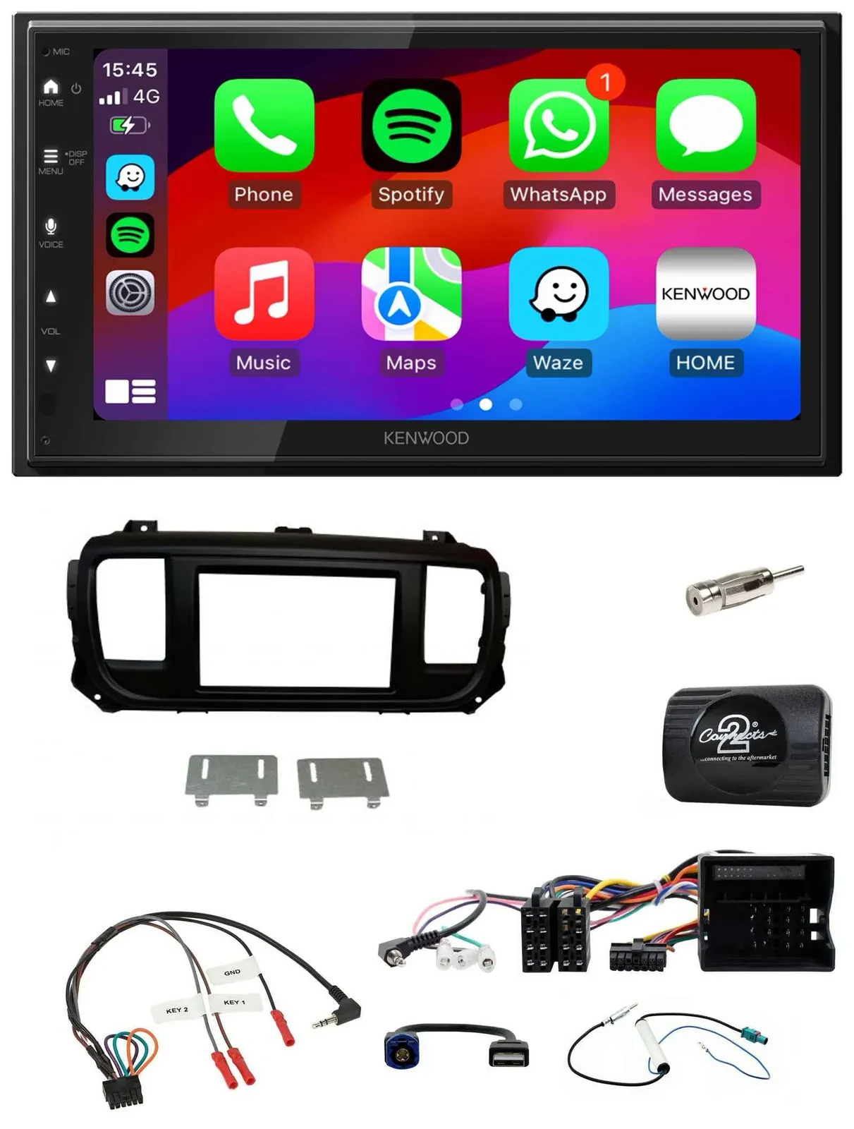 Автомагнитола для Citroen Jumpy Kenwood 2DIN, DAB, Bluetooth, USB, поддержка кнопок на руле