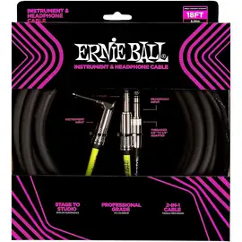 Инструментальный кабель Ernie Ball Instrument and Headphone Cable 18 ft. Black