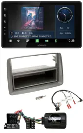 Автомагнитола Kenwood Bluetooth, USB, DAB для Fiat Panda (2004–2010), серый, совместима с кнопками на руле