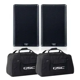 (2) QSC K10.2 K2 Series Two-Way 2000W 10" Powered Speakers with Totes