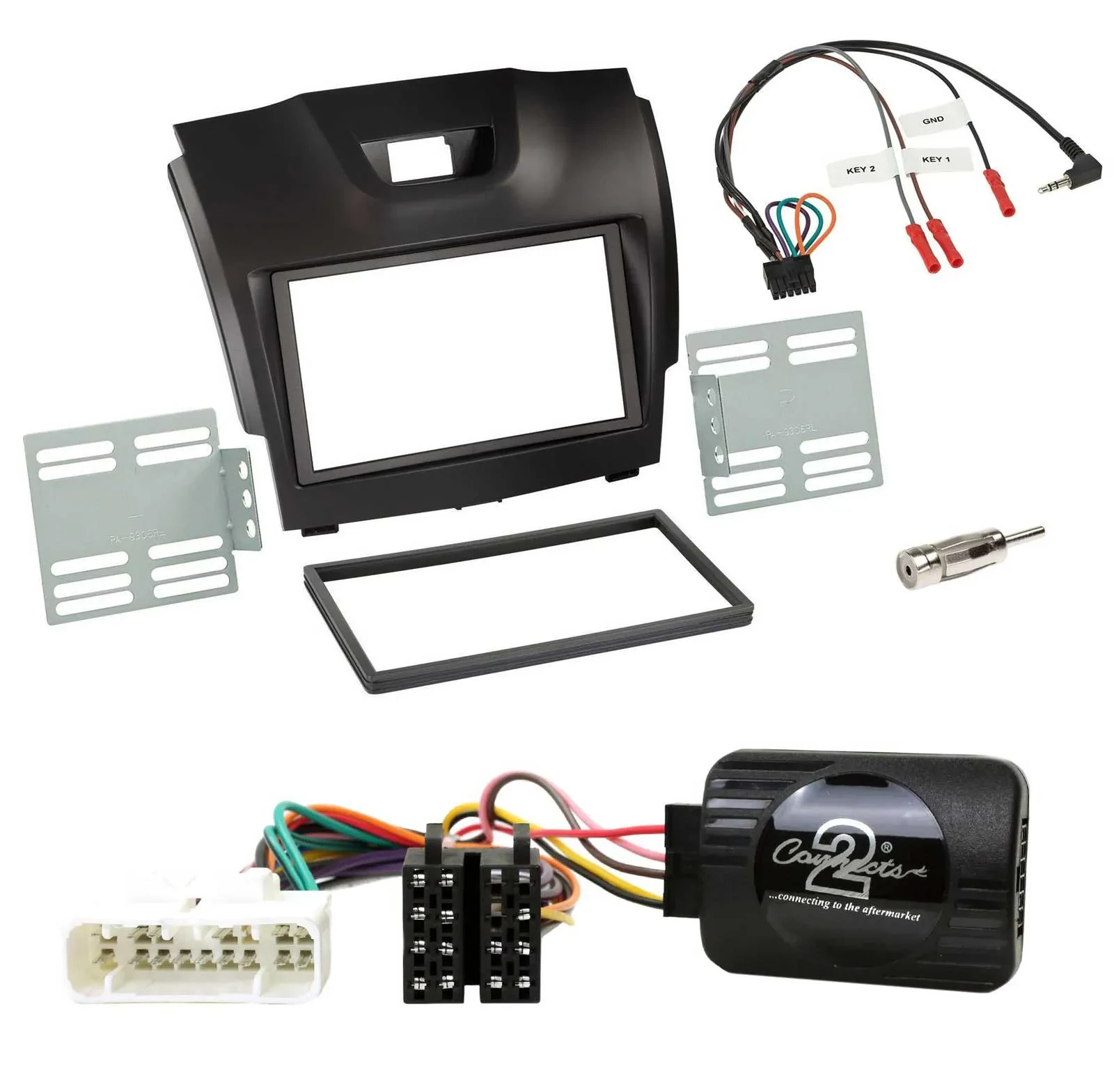 Radioset Lenkradadapter Doppel DIN Autoradio für Isuzu D-Max ab 12 dunkelgrau