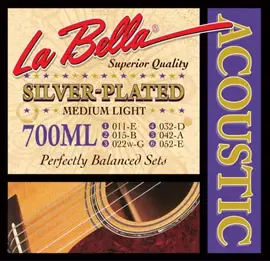 Струны для акустической гитары La Bella 700ML 11-52, бронза посеребренная