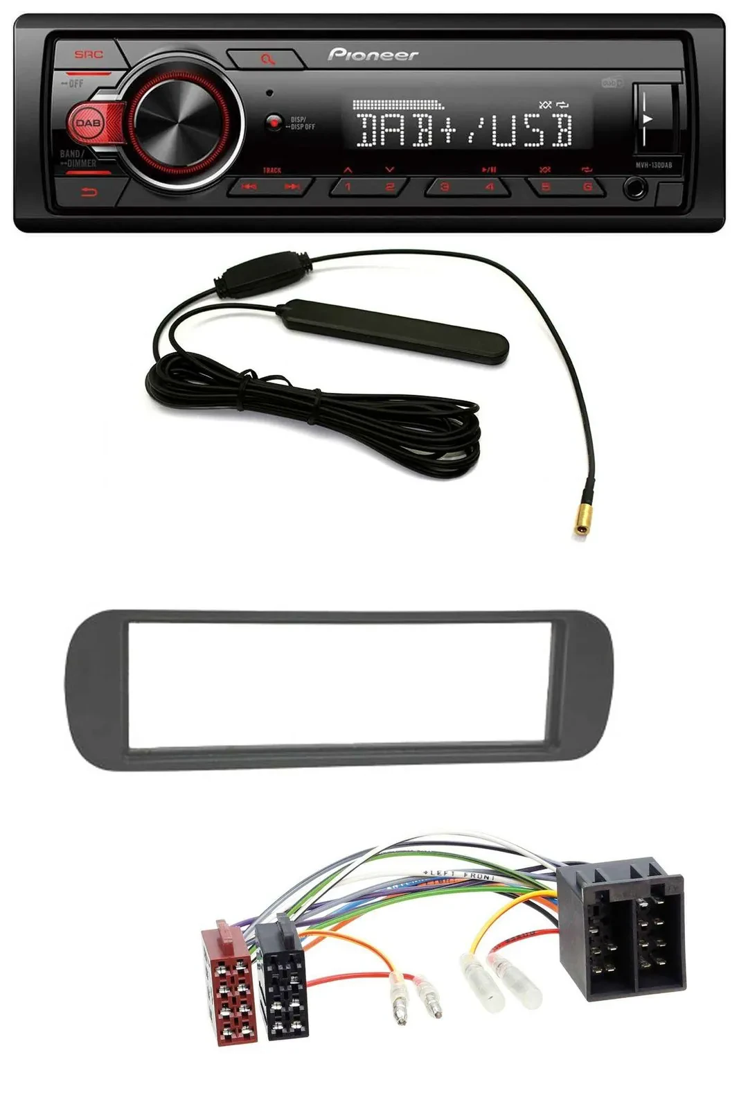 Pioneer MP3 DAB 1DIN AUX USB Autoradio für Lancia Y (1996-2004) - schwarz