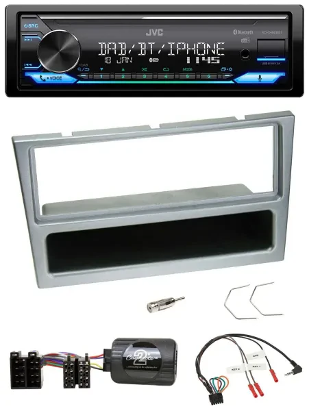 JVC Bluetooth DAB USB Lenkrad Autoradio für Opel Corsa C 2000-2004 silber