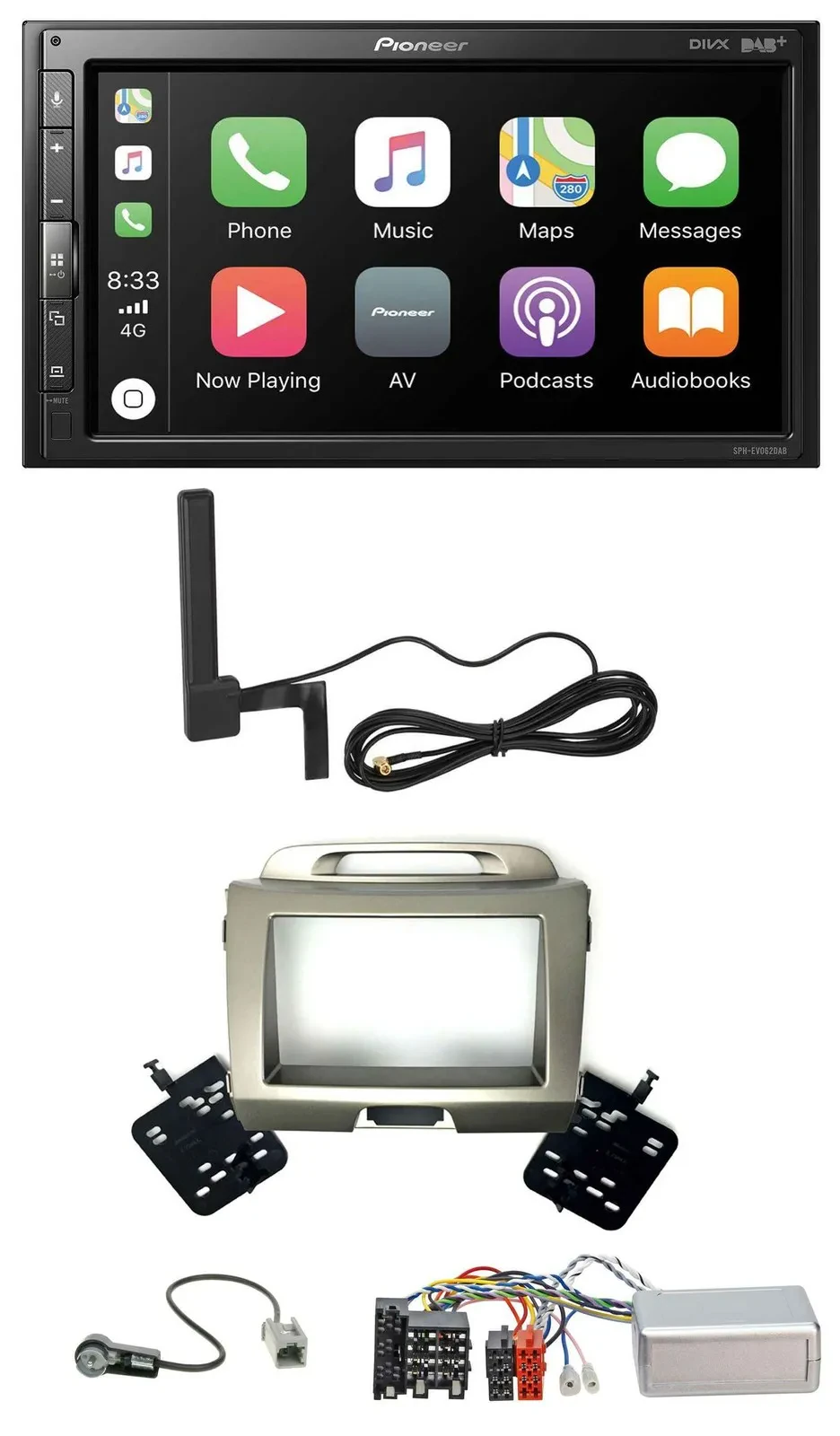 Pioneer USB 2DIN Bluetooth DAB Lenkrad Autoradio für Kia Sportage 3 2010-2015 si