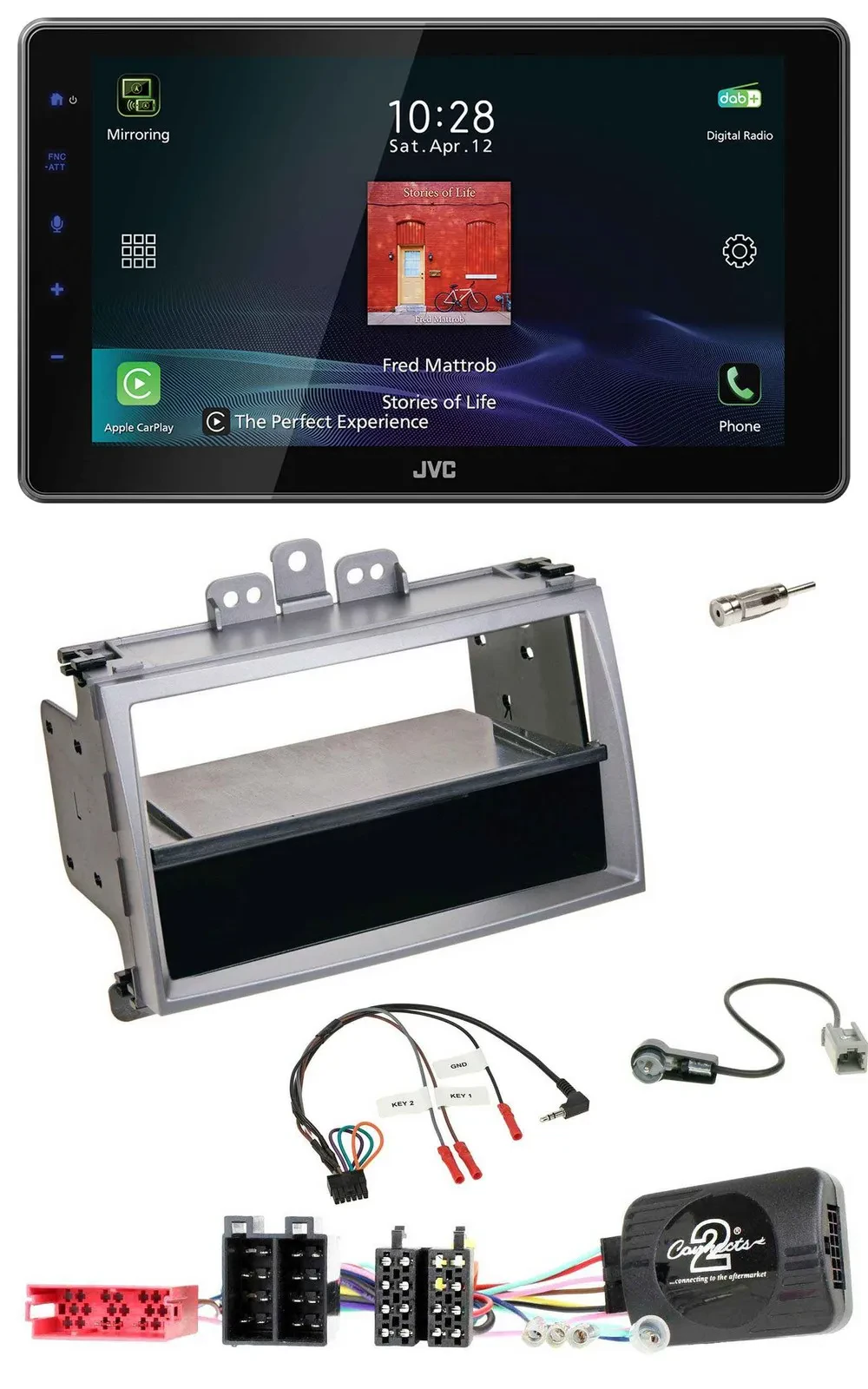 JVC DAB Lenkrad Bluetooth USB Autoradio für Hyundai i20 ISO 2009-2011 silber
