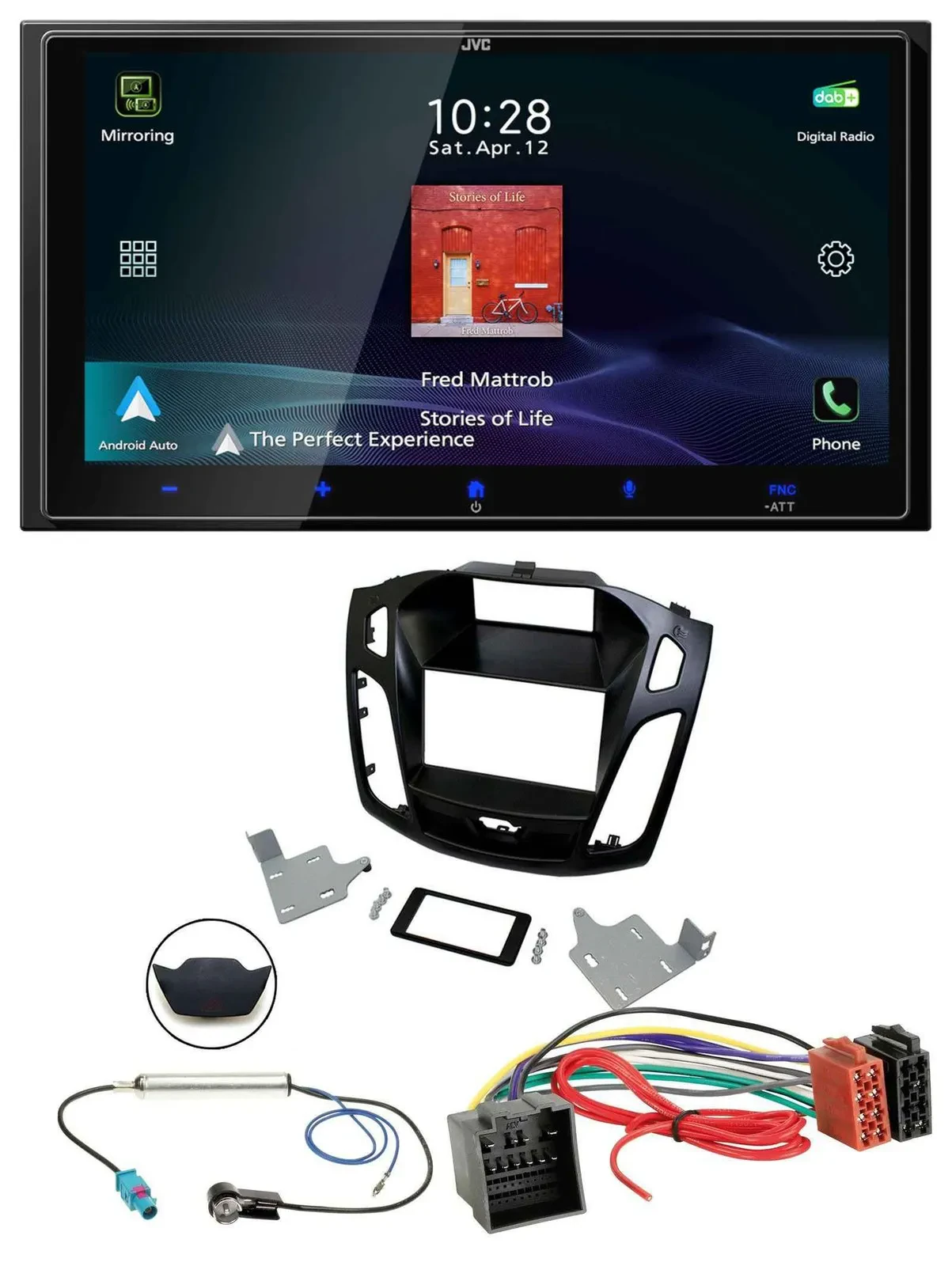 JVC USB Bluetooth 2DIN DAB MP3 Autoradio für Ford Focus ab 2018 schwarz