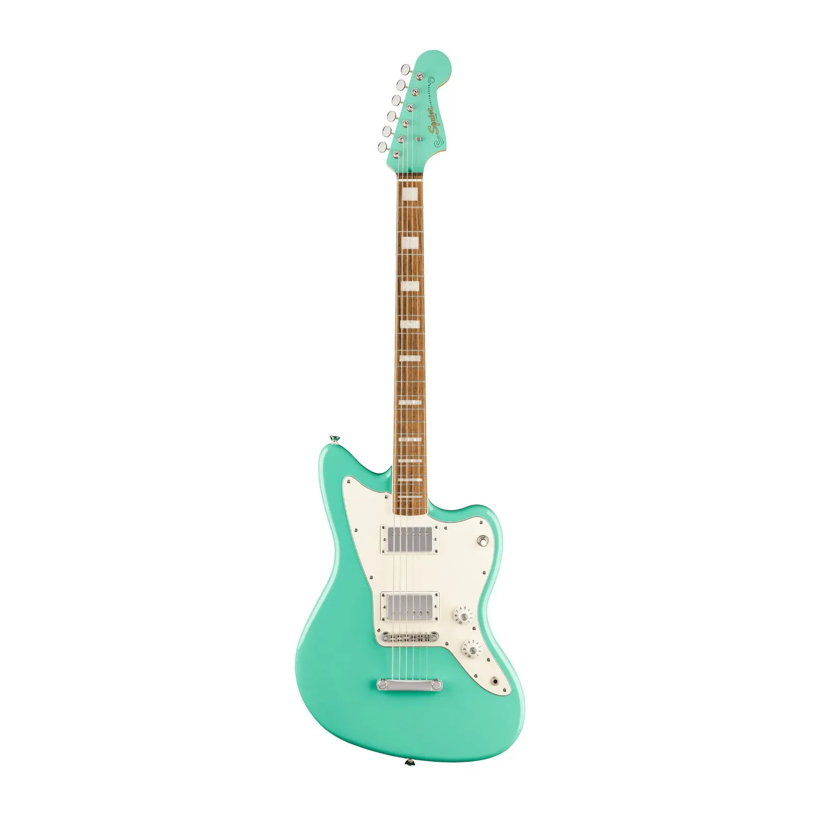 Электрогитара Squier Paranormal Baritone Jazzmaster HH, зеленый морской волны