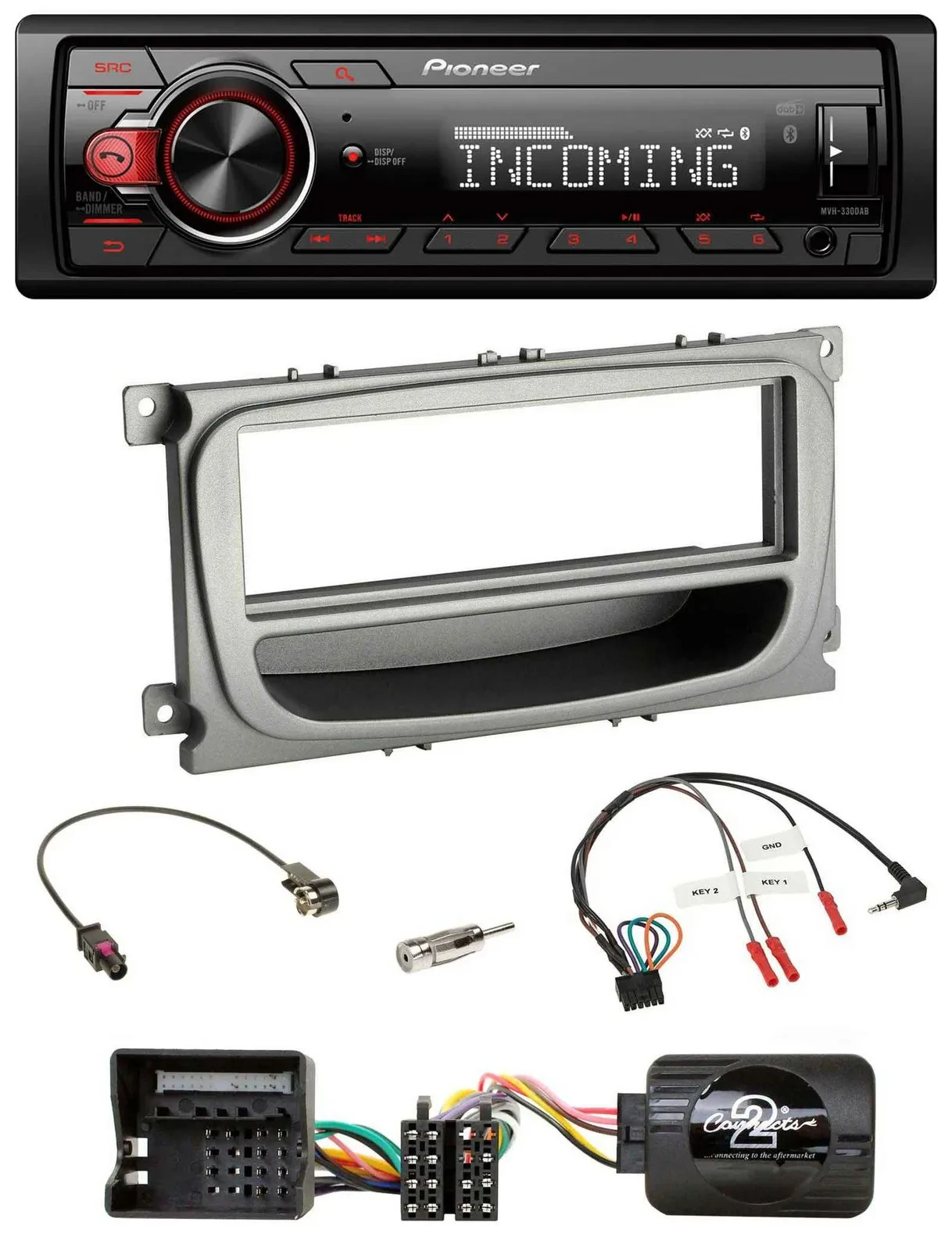 Автомагнитола для Ford C‑Max/Focus/Galaxy Pioneer Bluetooth, USB, DAB (с 2007 года), поддержка кнопок на руле