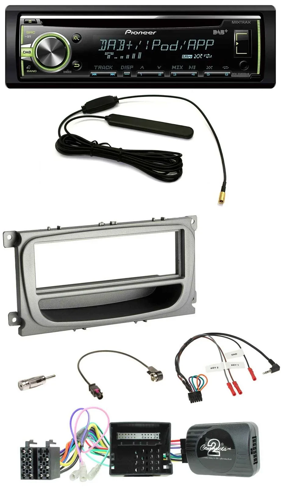 Автомагнитола для Ford Focus/Galaxy/C-Max (с 2007) Pioneer MP3 USB CD DAB, поддержка кнопок на руле, CAN