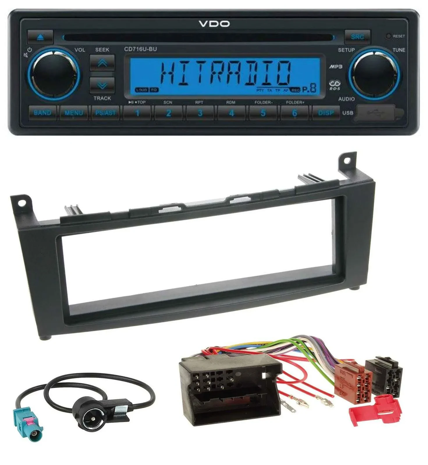 VDO AUX MP3 1DIN CD USB Autoradio für Mercedes C-Klasse W204 ab 2007