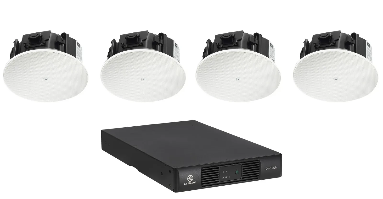 (4) JBL Control 426LP 6.5" Low Profile 70v Commercial Ceiling Speakers+Crown Amp
