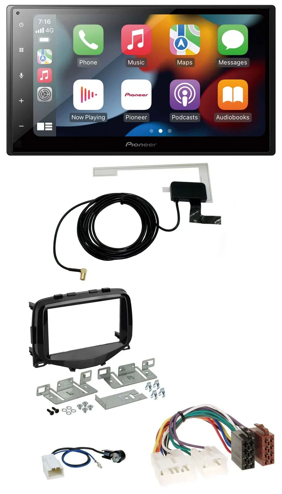 Pioneer MP3 USB Bluetooth DAB 2DIN Autoradio für Toyota Aygo (2014-2021)