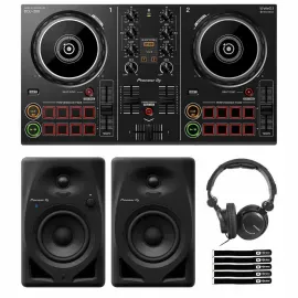 DJ-контроллер с джогом Pioneer DDJ-200 Black с мониторами и аксессуарами