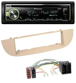 Автомагнитола для Fiat 500 Pioneer DAB, CD, USB, MP3, AUX перламутрово-серый/бежевый