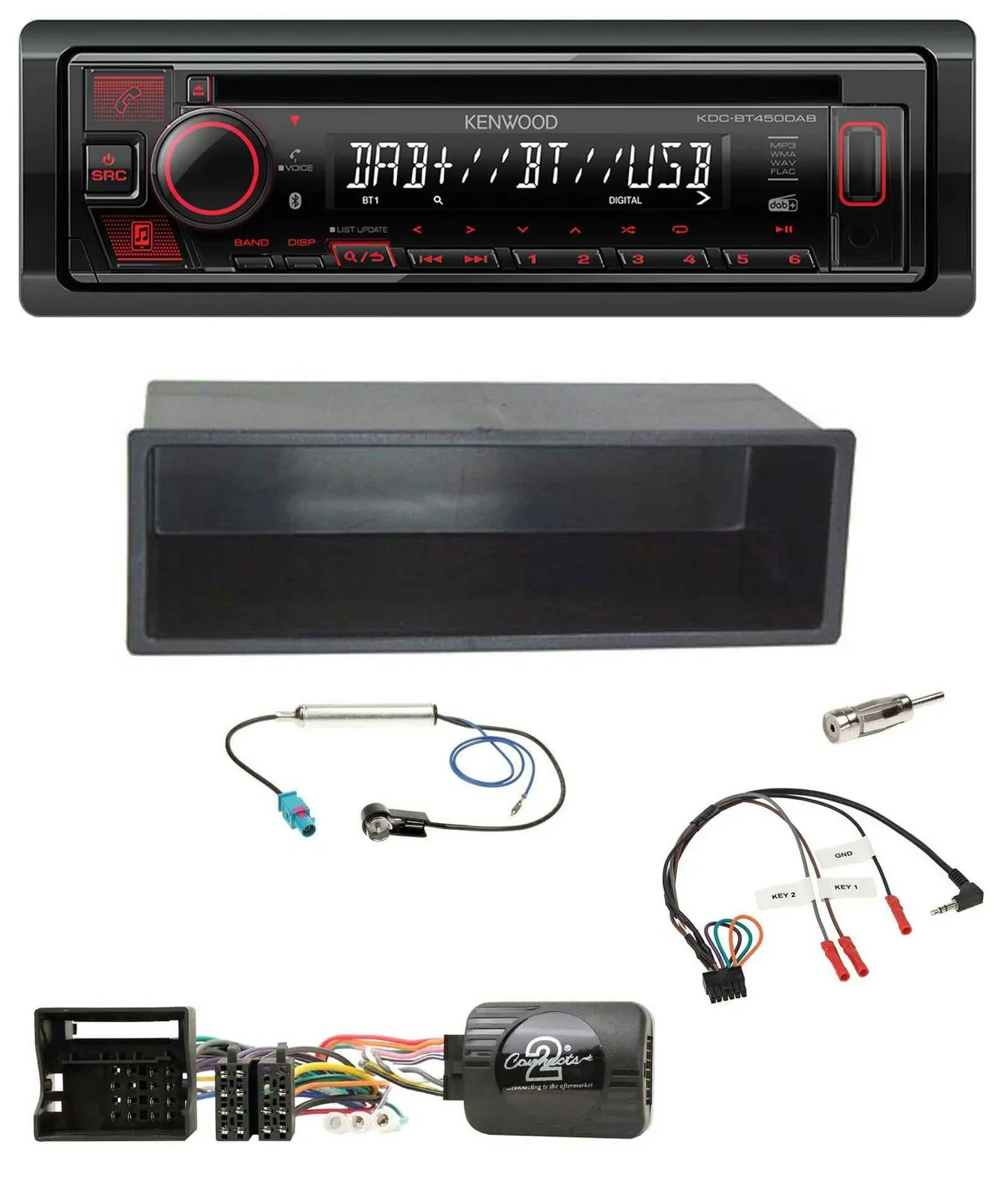 Kenwood Lenkrad CD USB Bluetooth DAB Autoradio für VW Polo Passat Ablagefach