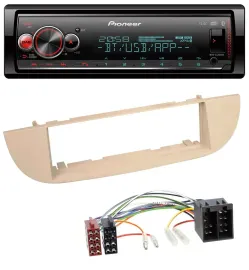 Автомагнитола для Fiat 500 (с 2007) Pioneer Bluetooth, USB, MP3, DAB, перламутрово-серый/бежевый